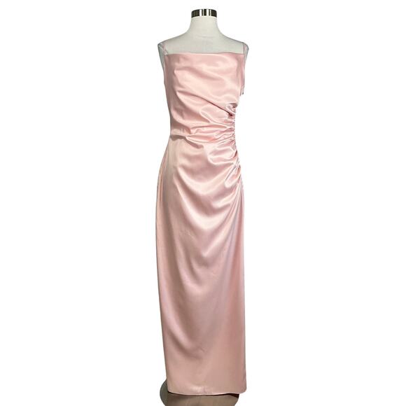 Laundry by Shelli Segal Pink Satin Ruched Formal Long Gown Women’s Size 8 - Picture 1 of 12